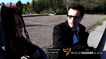 Aristocratic Redhead Conny Sucks and Swallows Cum Outdoors