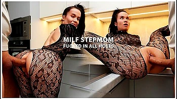 Stepson Catches Milf Stepmom in Sexy Outfit, Fucks All Holes