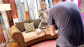 Tattooed petite babe solo anal masturbation with dildo