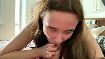 Teen tease sucks Mark's throbbing monster cock