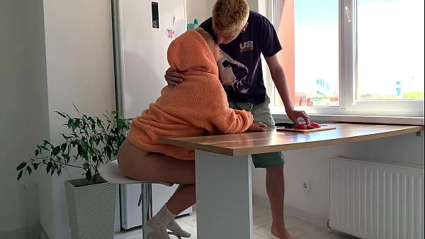 Alternative couple having hot sex in the kitchen