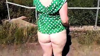 British Thick Babe Masturbates Outdoors in Lingerie