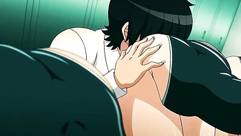 Big-tit anime babe fucked doggy and creampied