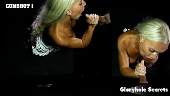 Anna Kolba deep throats in sloppy gloryhole blowjob