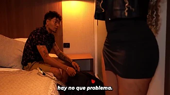 Skinny Tattooed Stepson Ends Up Fucking His Stepmother When They Share A Bed With Kataleya Gil And Thiago Lopez