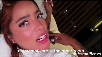 Latina With A Big Butt Fucks Her Boyfriend While Her Parents Are In The Other Room