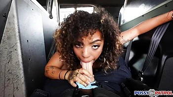Backseat hard fuck with a curly-haired exotic girlfriend Zerella Skies
