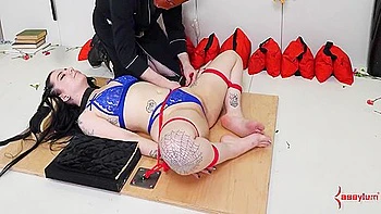 Petite Submissive Tied Up To Eat Ass And Get Pussy Punished