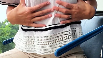 Small titted teen Bella masturbates outdoors