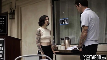 Tiny Waitress Tricked By A Sly Customer With Stevie Moon
