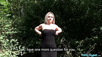 Stunning blonde with round ass Lucky Little fucked for money in POV